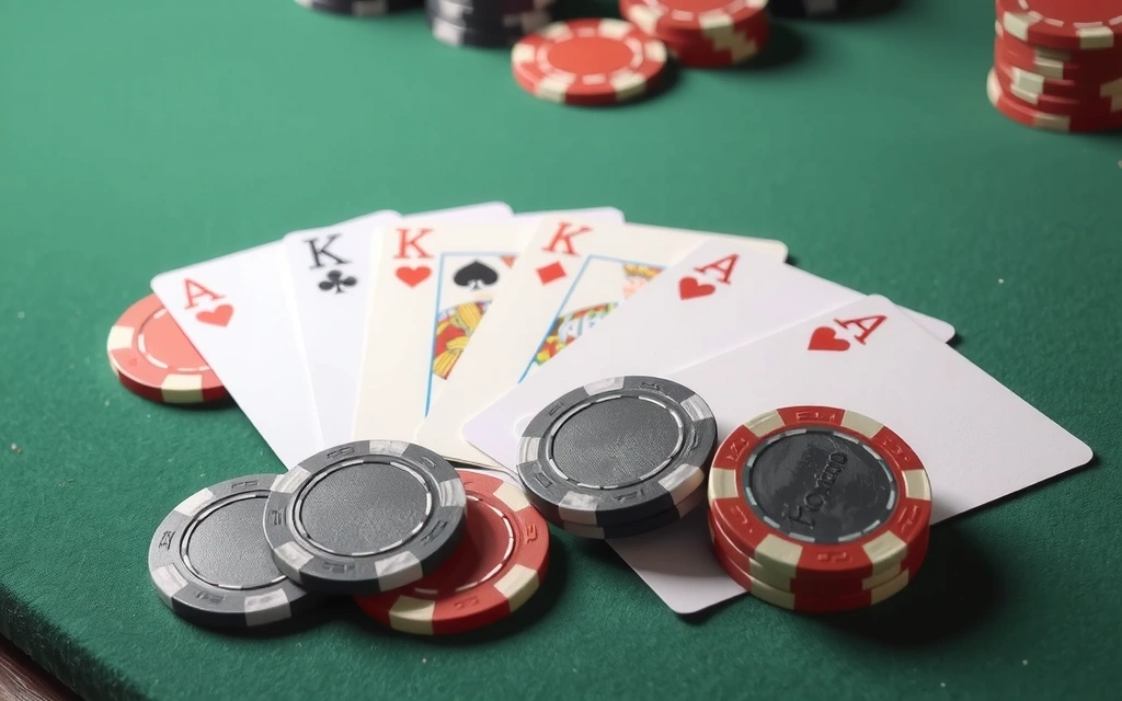 Fichas de casino y cartas de póker