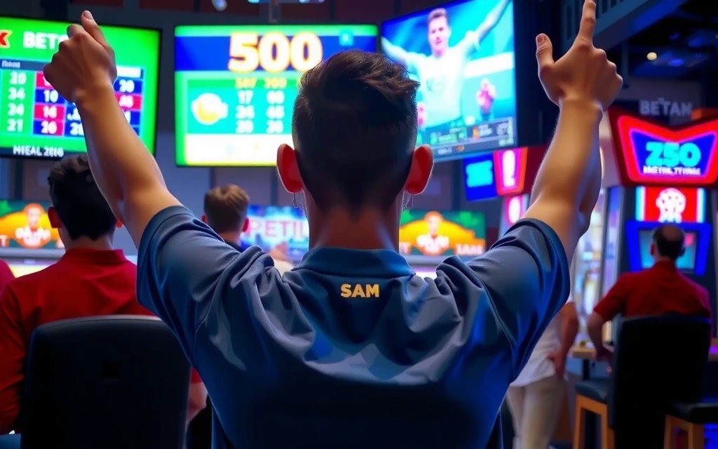 Persona celebrando una victoria en apuestas deportivas