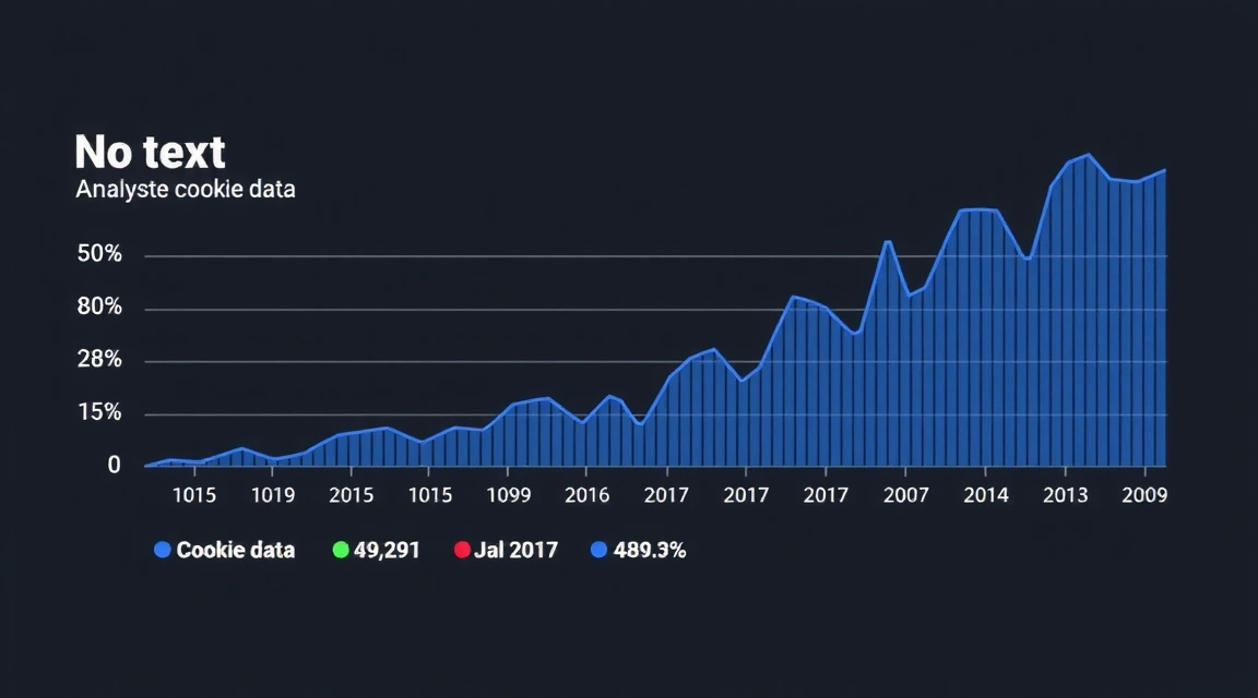 Gráfico estadístico abstracto que representa el análisis de datos de cookies para mejorar el rendimiento del sitio web