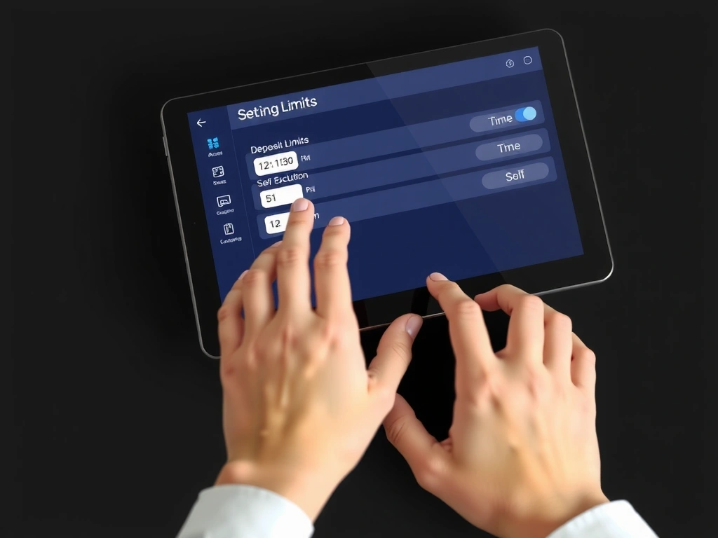 Una persona configurando límites en una interfaz digital, simbolizando el control sobre las apuestas y el tiempo de juego.