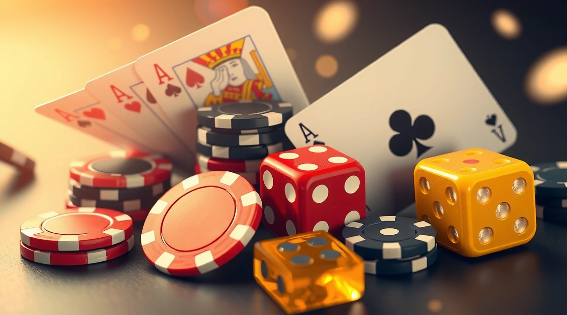 Fichas de casino y cartas de póker